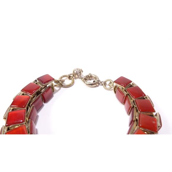 Neiman Marcus Women's Chunky Tile Box Link Bracelet Lucite Burg NWT 240 - Picture 4 of 9